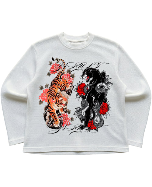 Off-white waffle knit oversized full-sleeve Front Design