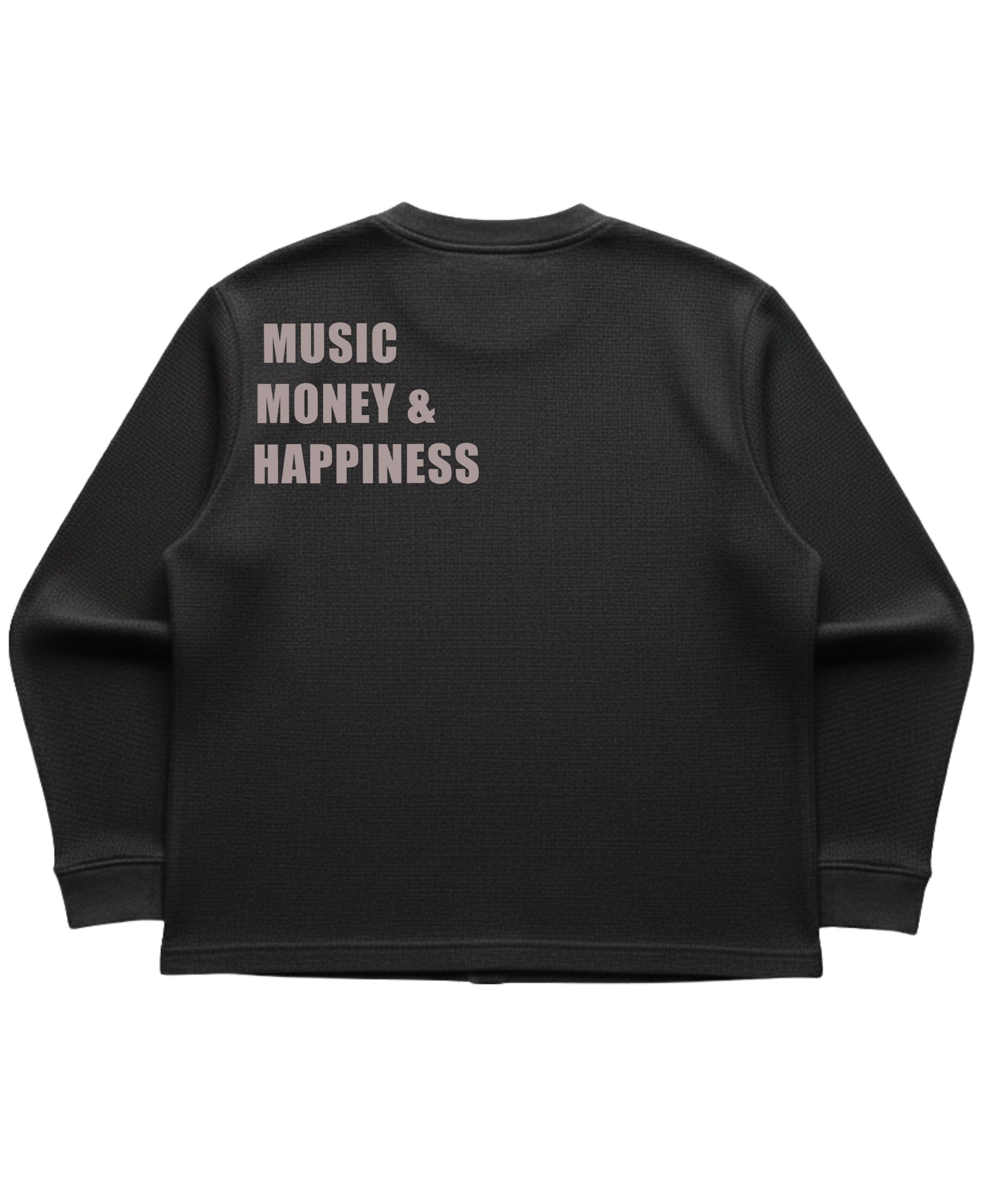 Black waffle knit oversized full-sleeve Back Design