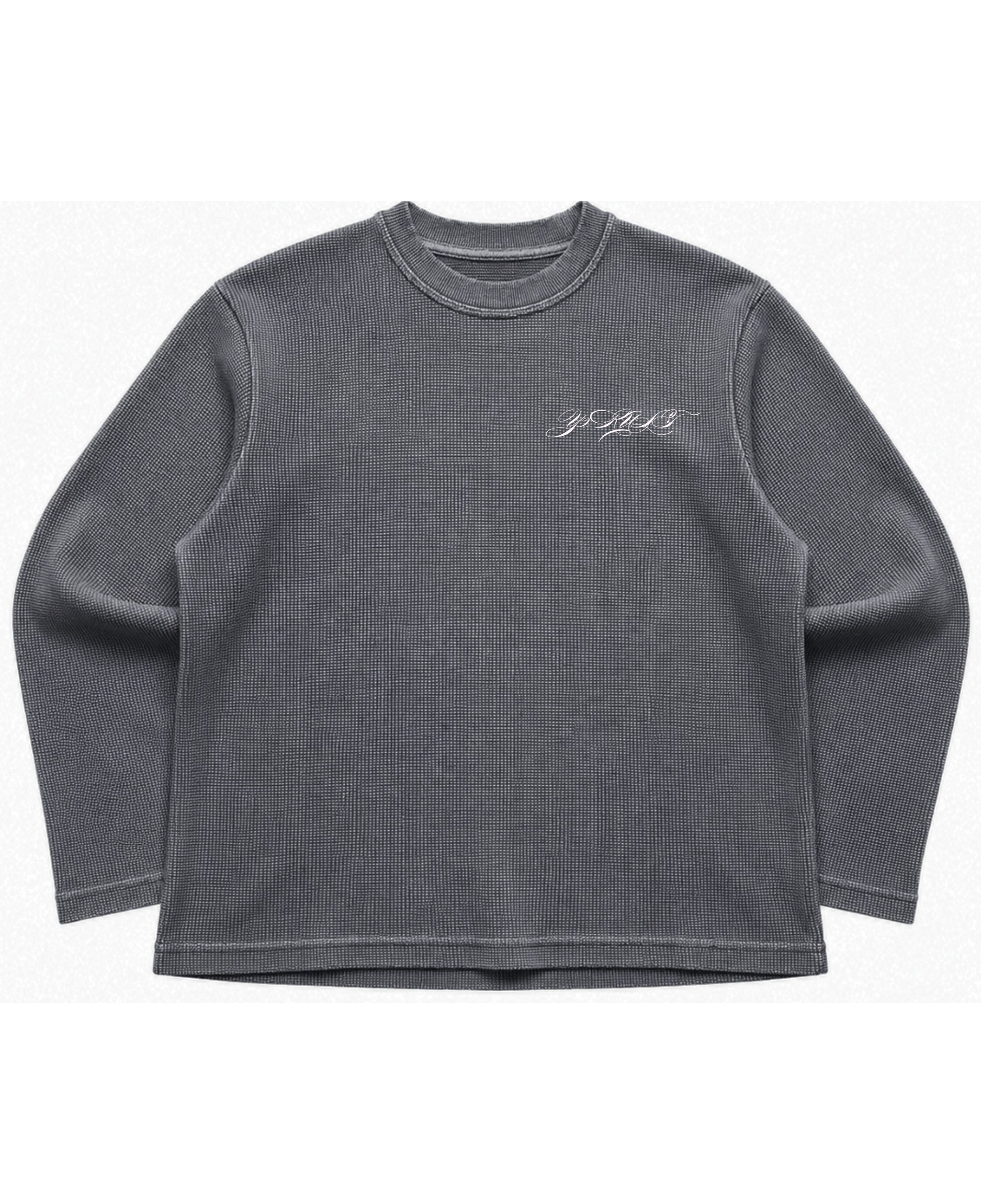 Acidwash waffle knit oversized full-sleeve Front Design